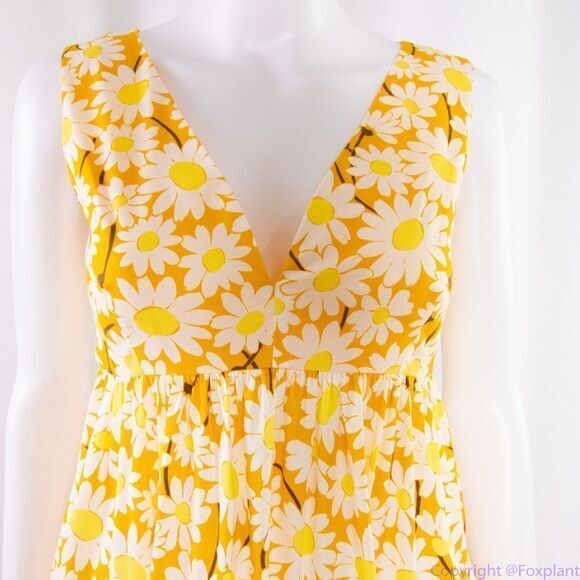NWT kate spade Kate Daisy Vineyard Midi Cotton‎ Dress, Yellow - Picture 3 of 16